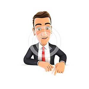 3d businessman pointing to empty wall