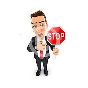 3d businessman stop sign