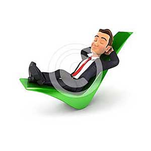 3d businessman relaxed on a check mark