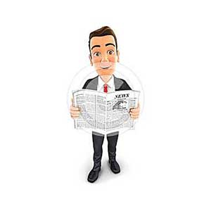 3d businessman newspaper