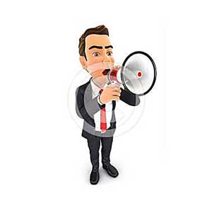 3d businessman megaphone