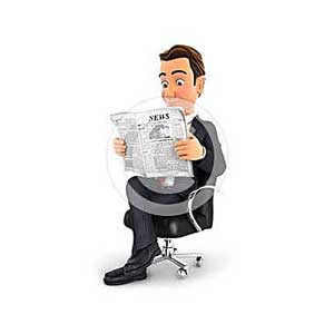 3d businessman reading a newspaper