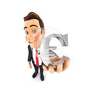 3d businessman euro sign