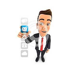 3d businessman applications interface