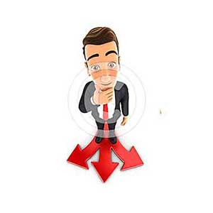 3d businessman difficult choice