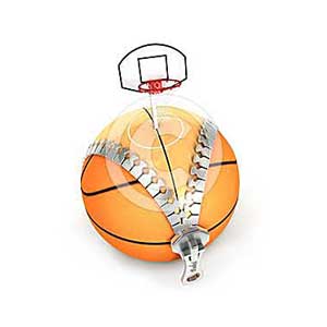 3d unzip golf basket ball concept