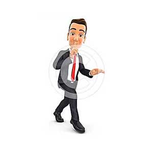 3d businessman walking on tiptoe