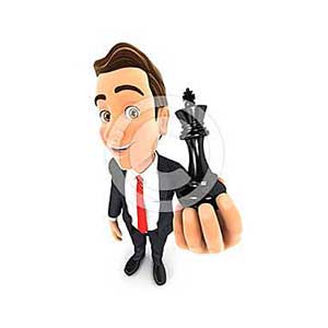 3d businessman holding a chess king