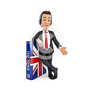3d businessman learning english