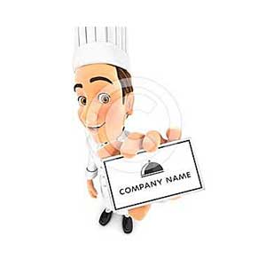 3d head chef holding company card