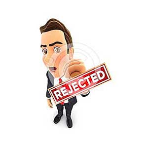 3d businessman rejected stamp