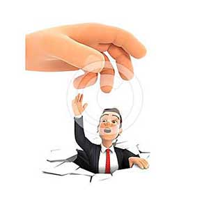 3d big hand helping businessman