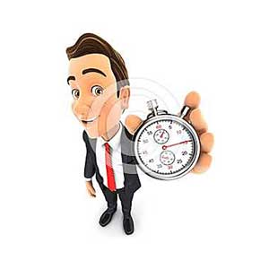 3d businessman holding a stopwatch