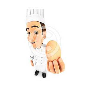 3d head chef holding an egg