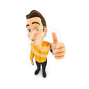 3d man positive pose with thumb up