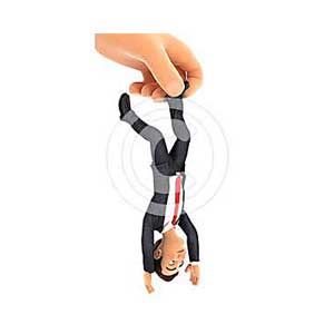 3d big hand catching businessman by foot