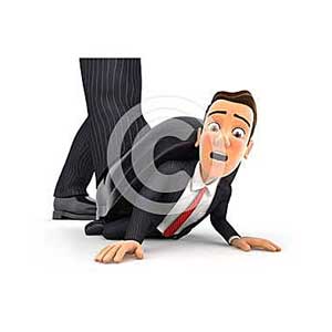 3d big foot crushing businessman