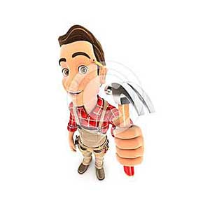 3d handyman holding a claw hammer