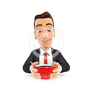 3d businessman drinking a cup of coffee