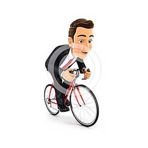 3d businessman riding a bike