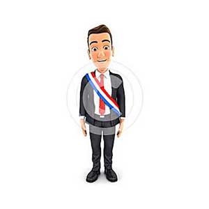 3d businessman wearing french mayoral sash