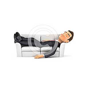 3d businessman sleeping on sofa