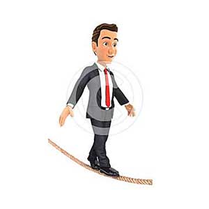 3d businessman walking on a rope