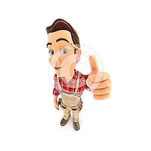3d handyman positive pose with thumb up