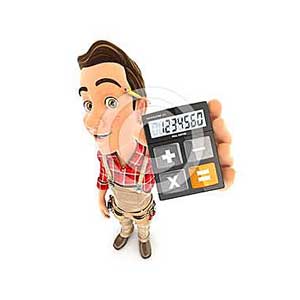 3d handyman holding calculator