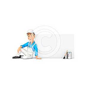 3d painter sitting next to blank wall