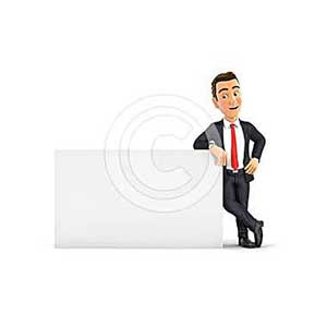 3d businessman leaning against white wall