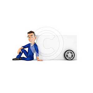 3d mechanic sitting next to blank wall