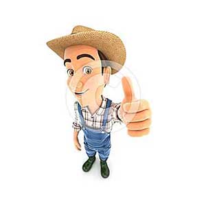 3d farmer positive pose with thumb up