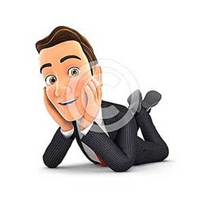 3d businessman lying on floor and smiling