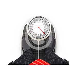 3d businessman on bathroom scales