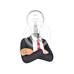 3d businessman with light bulb head