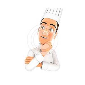 3d head chef thinking