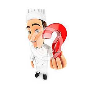 3d head chef holding a question mark icon