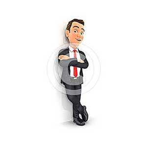 3d businessman standing against wall