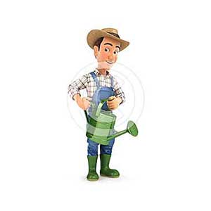 3d farmer holding watering can