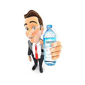 3d businessman holding water bottle