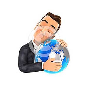 3d businessman hugging the earth