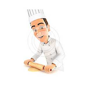 3d head chef using rolling pin