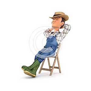 3d farmer sleeping on chair