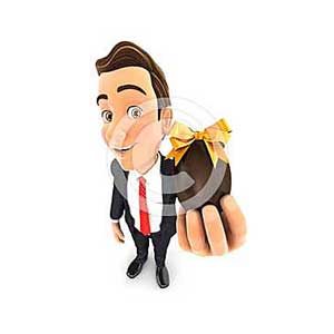 3d businessman holding easter egg