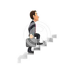 3d businessman going upstairs